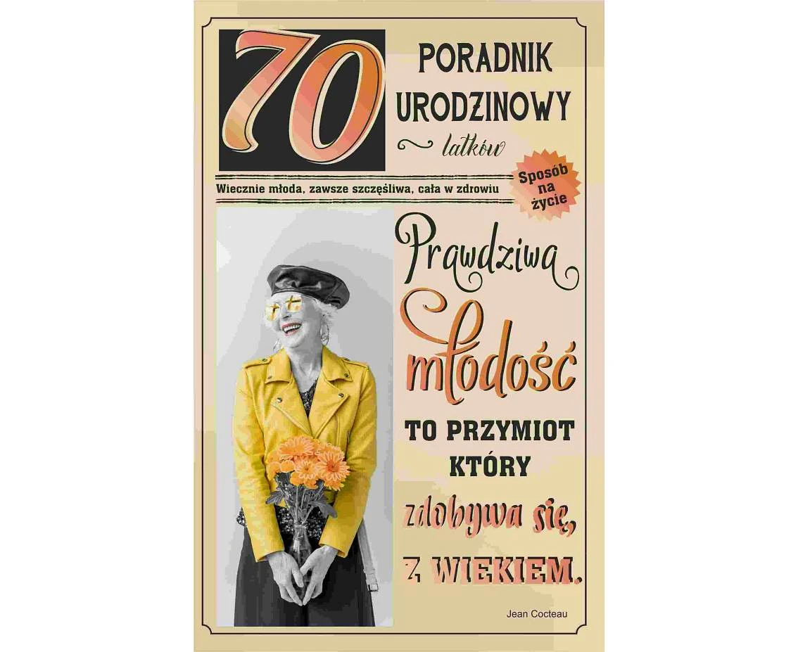 70th Birthday Card, Woman with a bouquet of flowers, 13x20,5 cm